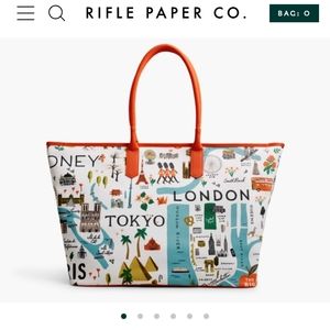 NWT Rifle Paper Company Travel Tote Bon Voyage Print